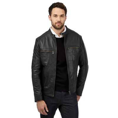 Jeff Banks Big and tall black leather jacket